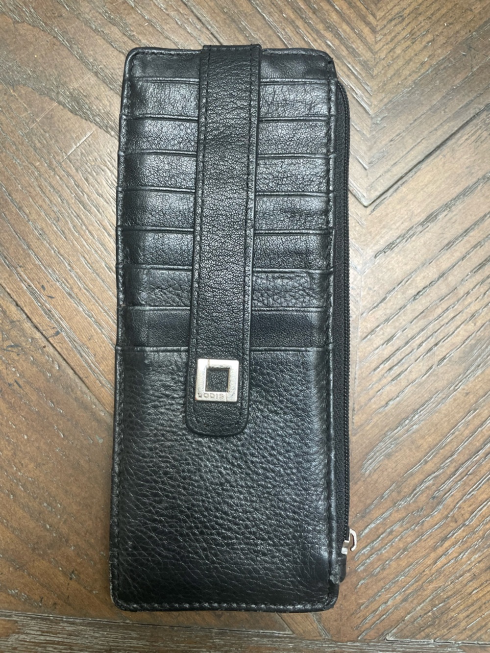 Black Leather Wallet Wristlet Zip Around Card Holder Clutch Slim Organizer